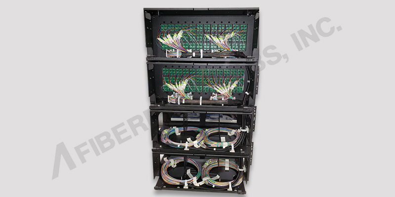 (2) 144 Port Termination Boxes 4U High and 2 Splice Housings 4U High each.