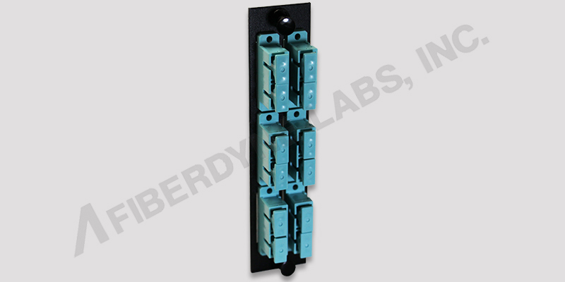6 Position SC Panel, Pre-Loaded with 6 Duplex SC Aqua MM Adapters