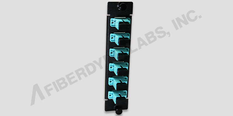6 Position SC Panel, Pre-Loaded with 6 Simplex SC MM Aqua Adapters