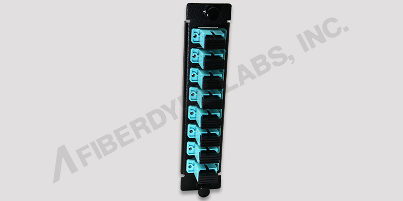 8 Position SC Panel, Pre-Loaded with 8 Simplex SC MM Aqua Adapters