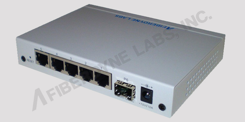 Back of 5-Port Gigabit Switch with 1 SFP slot