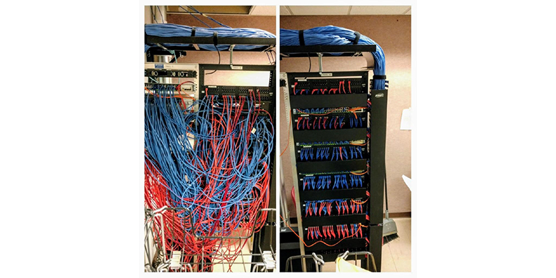 Structured Copper Cabling, Before and After Rack Cleanup